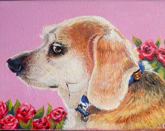 Custom pet portrait original acrylic painting gift for pet owner