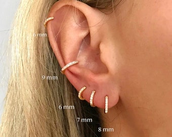 Pendientes de aro Huggie diminutos, pendientes de aro de oro, pendientes de hélice de oro, pendientes de aro de cartílago, aro de caracola, aro de pendiente de hélice, aro de tragus