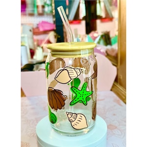 Ocean shells cup, ocean lover gift, ocean gift, under the sea gift, shells cup, under the se cup, birthday gift, party favor, ocean love
