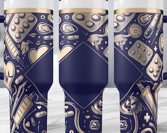 Nurse Tumbler Custom Name Wrap PNG SVG – Medical Theme Gift for Healthcare Workers, Digital Download for 40oz Rotary Tumbler