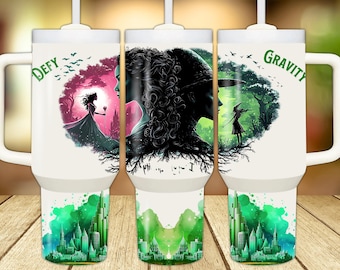 Wicked Changed For Good Glitter Png, Defy Gravity Broomstick Magic Wand Png, Wizard Of Oz Movie Png, Witch Pink Green Png, 40oz Tumbler Wrap