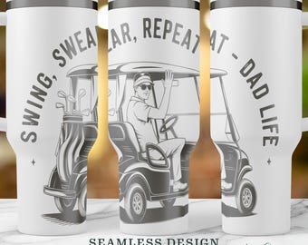 Golf Dad Life SVG, Seamless Dad Gift 40oz Laser Tumbler Wrap, Gift for Him Laser Engraving Design Files, Instant Digital Download