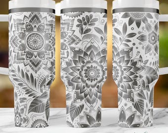 Boho Flowers 40oz Tumbler Laser Engraving Wrap, Flower Tumbler Wrap Svg, 40oz Laser Engraved Svg,Laser Engraving Svg,SVG For Laser Rotary