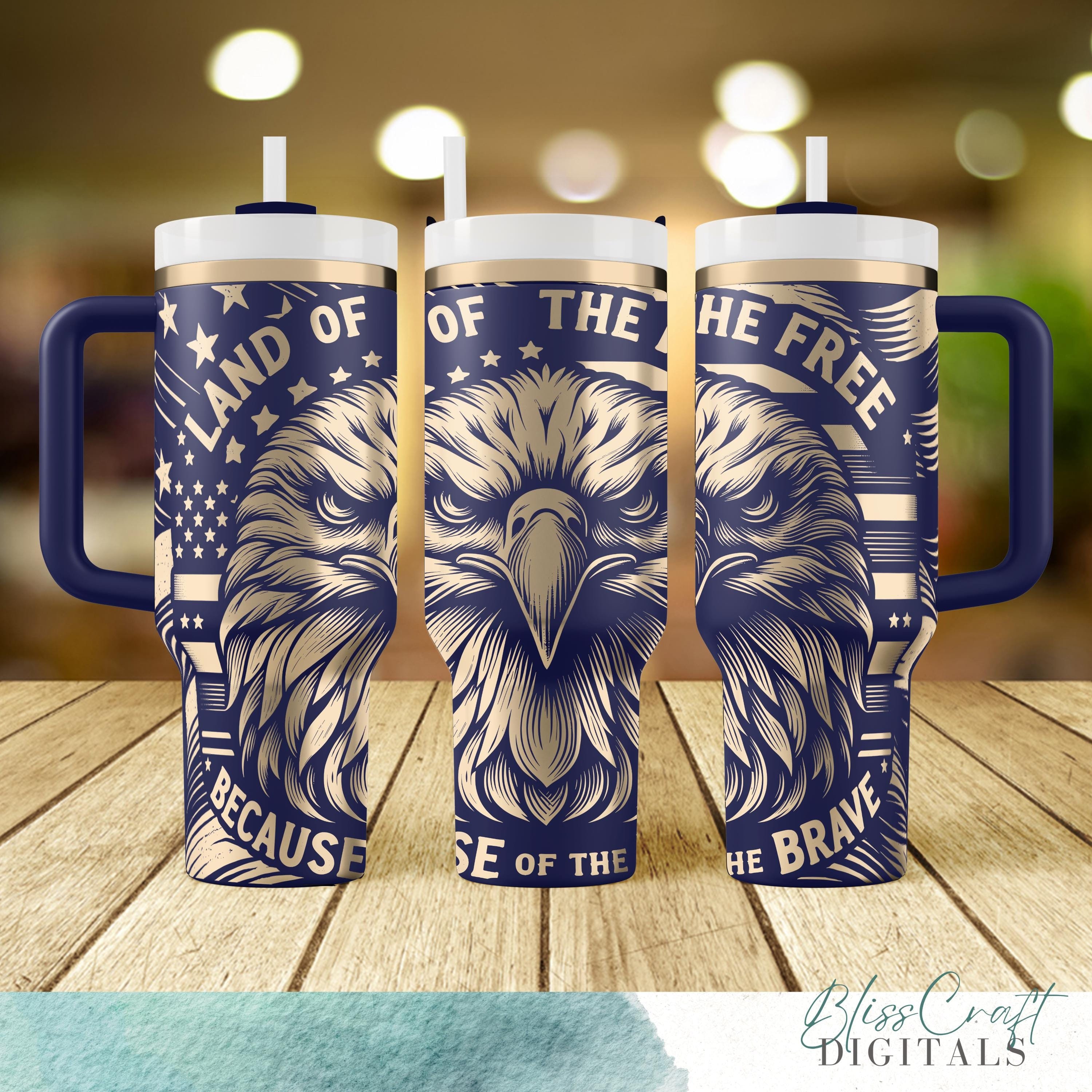Land of the Free Because of the Brave 40oz Tumbler Wrap, Usa Laser