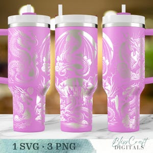 Seamless Dragon SVG Design Bundle, 40oz Laser Engraved Cup Design, Engraved 40oz Wrap, Laser Full Wrap, Custom Name SVG, Digital Download image 4