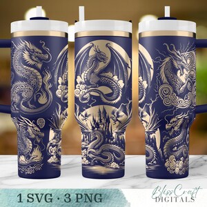 Seamless Dragon SVG Design Bundle, 40oz Laser Engraved Cup Design, Engraved 40oz Wrap, Laser Full Wrap, Custom Name SVG, Digital Download image 5