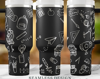 Seamless Teacher Back to School SVG, Teacher Appreciation 40oz Tumbler Wrap, Laser Engraved Cup Design, Instant Digital Download