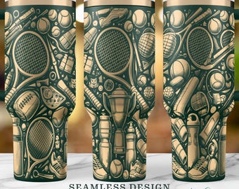 Sömlös tennis SVG, 40oz Tumbler Wrap, lasergraverad koppdesign, omedelbar digital nedladdning