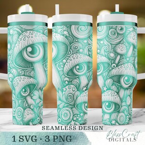 Abstract Eye Pattern Tumbler Wrap, Turquoise Psychedelic Digital SVG, PNG Download, Trendy Cup Graphics, Unique Drinkware Design