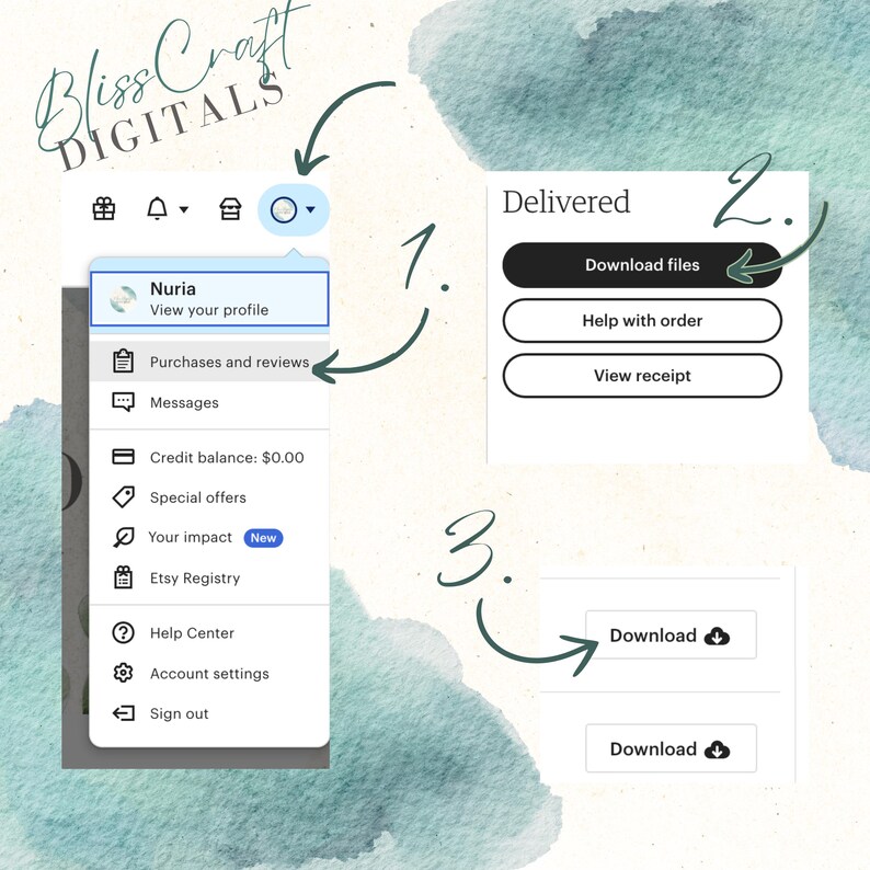 a screen shot of a web page with a blue watercolor background
