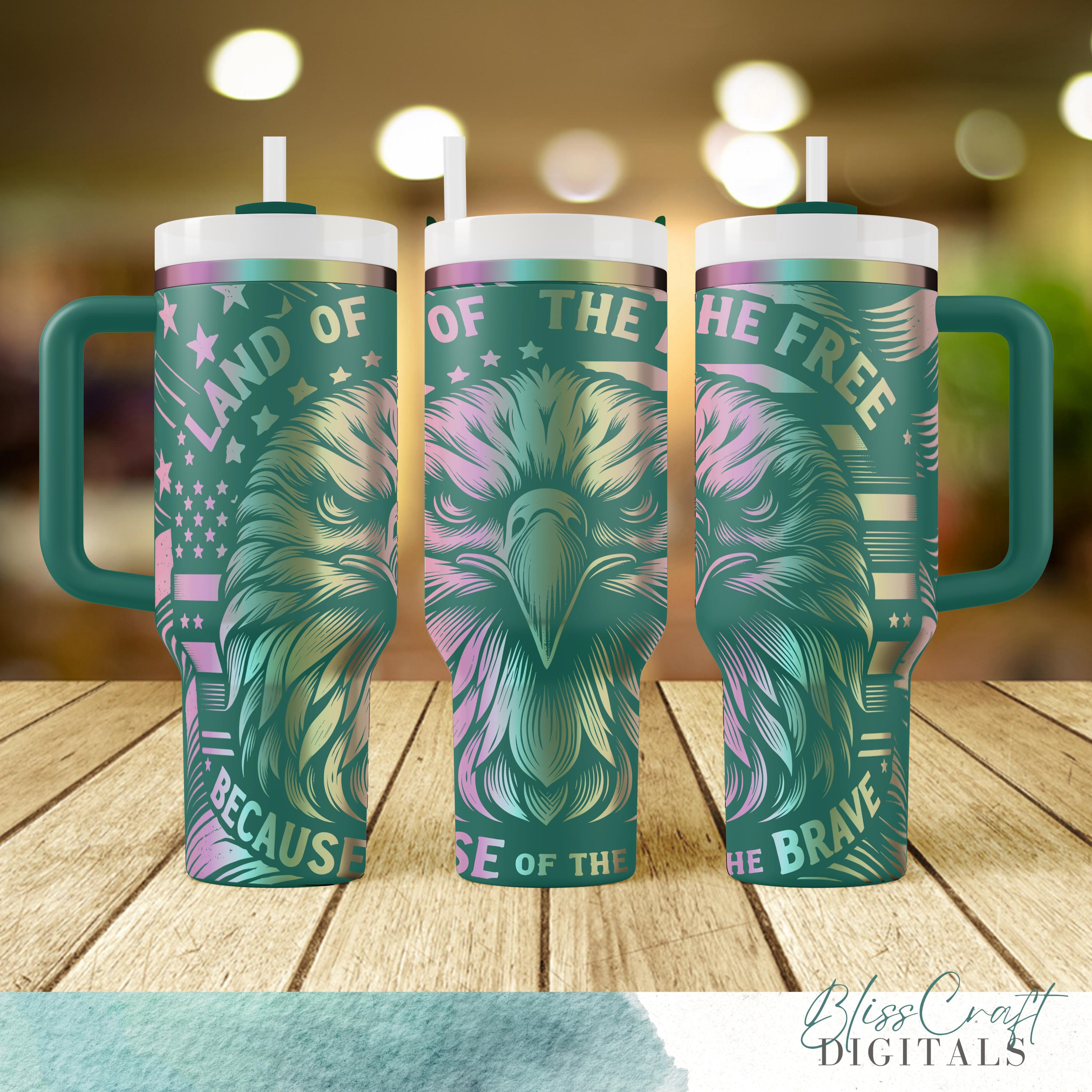 Land of the Free Because of the Brave 40oz Tumbler Wrap, Usa Laser