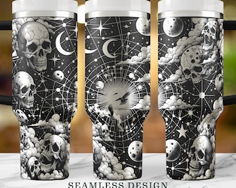 Skull celestial constellation SVG seamless design, laser engraved 40oz wrap, 40oz tumbler laser engraving, digital download