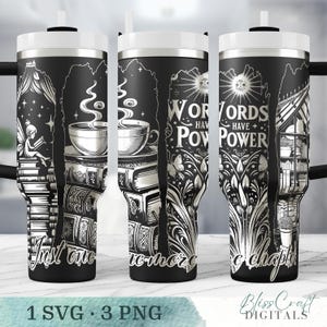 Just One More Kapitel Buch Liebhaber Tumbler Wrap, Reader 40oz Tumbler Gravurdesign, Bibliothek Ästhetik, Brushstroke gravierte Datei, BookTok