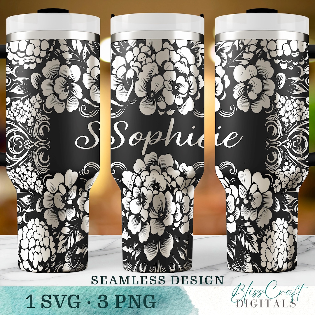 Seamless Hydrangea Digital Design, Floral Laser Engraved 40oz Wrap ...