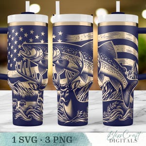 Amerikanische Flagge Jagd-Thema 40 Unzen Becher mit Griff, 40 Unzen lasergravierte Tasse, lasergravierter Becher, Jagddesign, gravierte 40 Unzen Verpackung