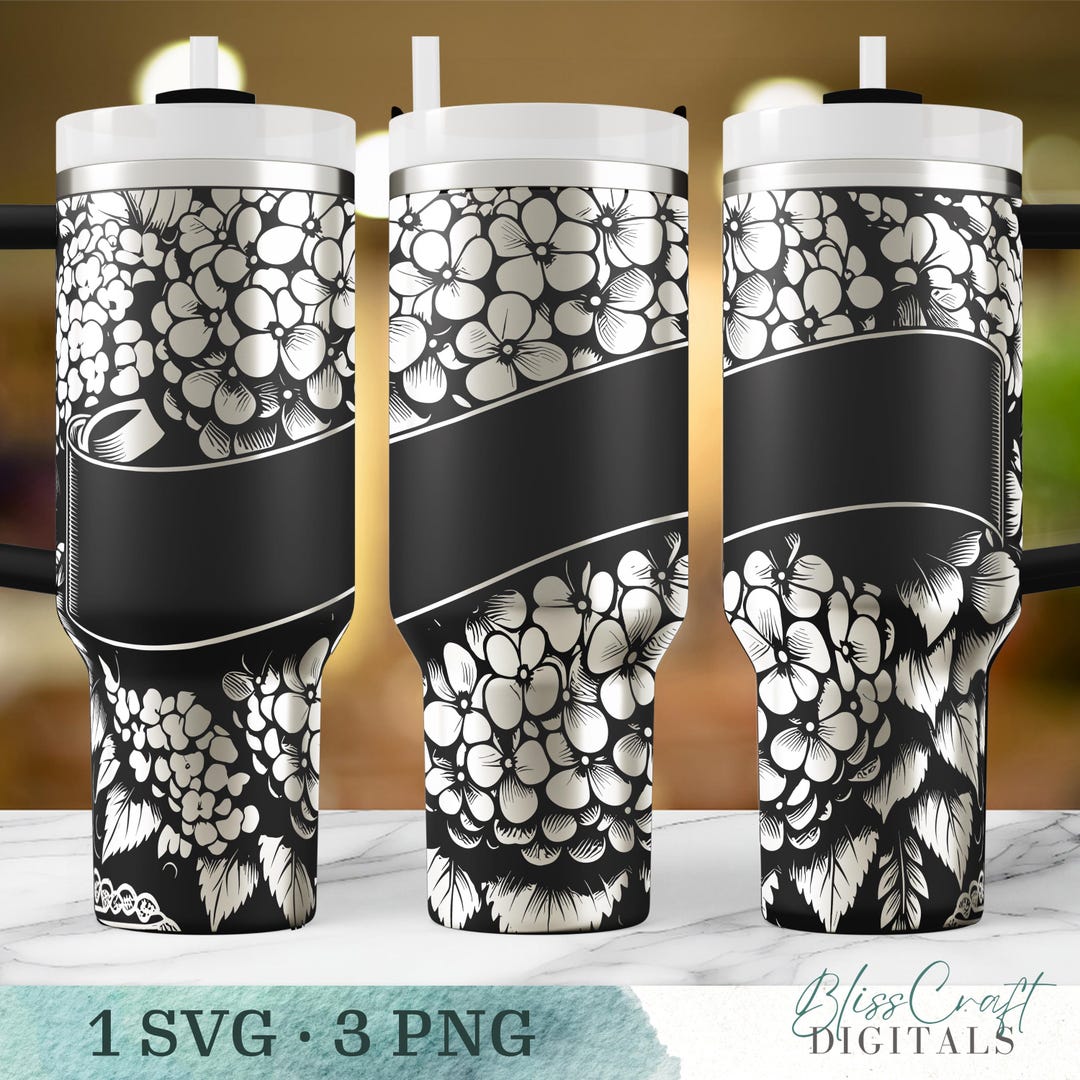 Seamless Hydrangea Pattern Digital Design for Laser Engraved, 40oz ...