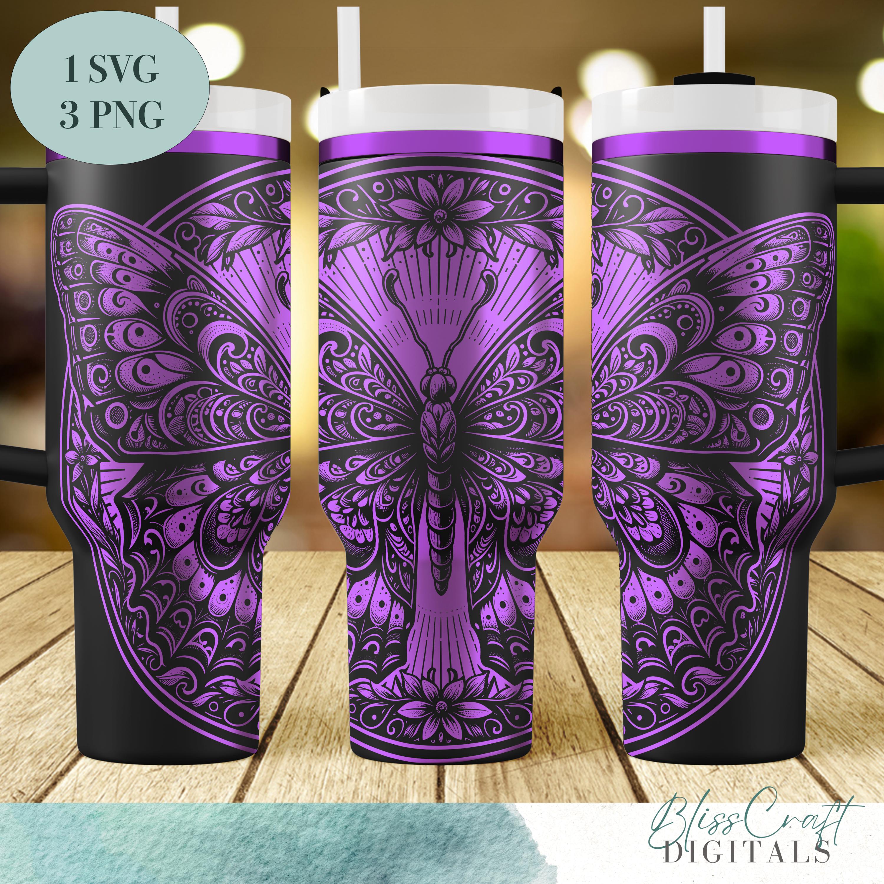 Butterfly Tumbler Laser Engrave SVG, Wildflower, Full Wrap Design for ...