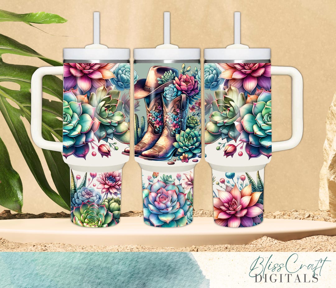 Teal and Purple Western Cowgirl Boots Tumbler Wrap, 40oz Tumbler ...