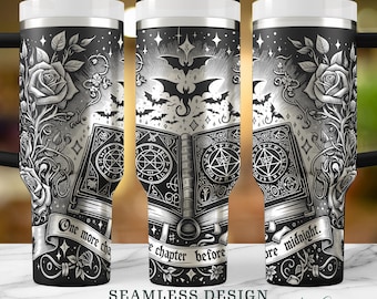 One More Chapter Before Midnight, Seamless Dragon SVG Romantasy 40oz Tumbler Wrap, Laser Engraved Design, Digital Download