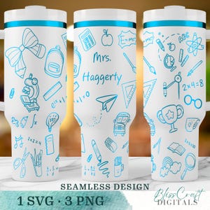 Seamless Teacher Back to School SVG, Teacher Appreciation 40oz Tumbler Wrap, Laser Engraved Cup Design, Instant Digital Download