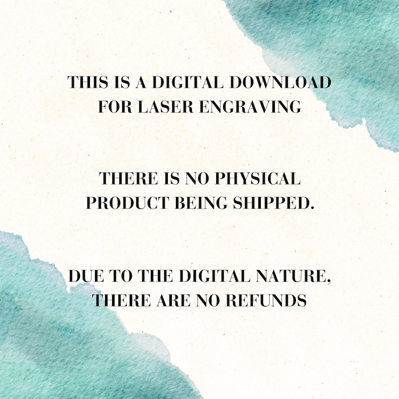 Digital Download Watercolor Background, Teal and Beige Art, No Refund Policy Notice, Printable Decor