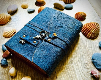 Leather grimoire -Handmade Deckle Edge Paper Leather Bound Journal -Book of Shadow -Leather Sketchbook-Drawing Journal