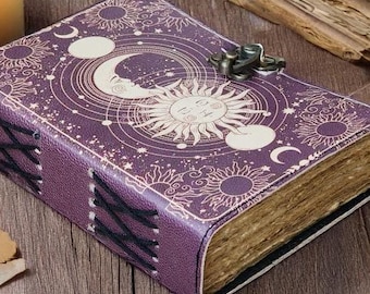 Sun & Moon Leather Journal: Handmade Deckle Edge Book of Shadows