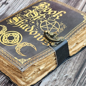 Book Of Shadows leather Notebook Grimoire Leather Journal Magical Spell notebook, Christmas gift for him recipe notebook anniversary gift