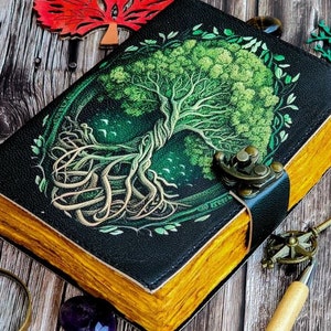 leather Journal Tree of Life - Genuine Leather Notebooks For Women - Beautiful Journal For sketches book Traveling book Blank Spell book 7/5