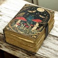 Vintage Mushroom Leather Grimoire: Handmade Book of Shadows, Deckle Edge Paper product logo