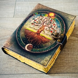 leather Journal Tree of Life - Genuine Leather Notebooks For Women - Beautiful Journal For sketches book Traveling book Blank Spell book 7/5