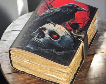 Raven & Skull Leather Journal: Gothic Grimoire, Book of Shadows