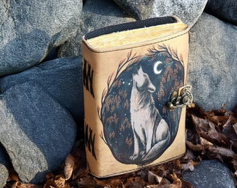 Gothic Wolf Lederbuch: Handgemachtes Notizbuch, spirituelles Skizzenbuch