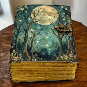 400 Pages Vintage Leather Grimoire: Handmade Book of Shadows, Deckle Edge Paper, Sketchbook