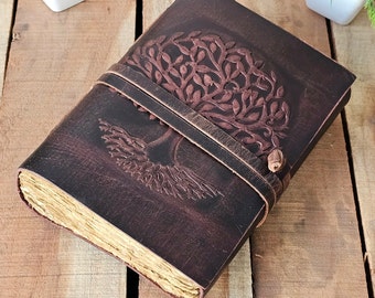 Tree of Life Wiccan Pagan Handmade Vintage Gifts for him her Leather Journal Witchcraft Journal