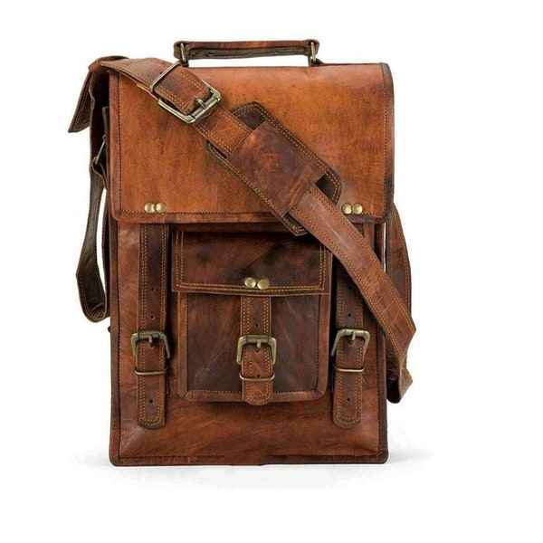 Handmade Leather Crossbody Sling Bag: Tablet & Mobile Holder