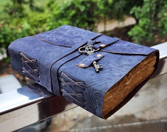 Green Floral Embossed Leather Journal | Wrap Around Design