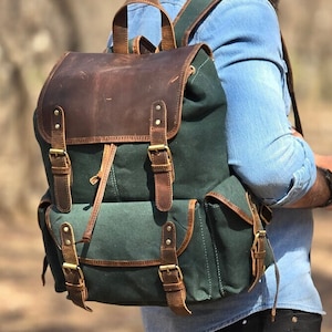 Leather Backpack, Laptop Bag, Roll Top Backpack, Rucksack Travel Backpack, School College Bag, Unisex Bag For Valentines gift