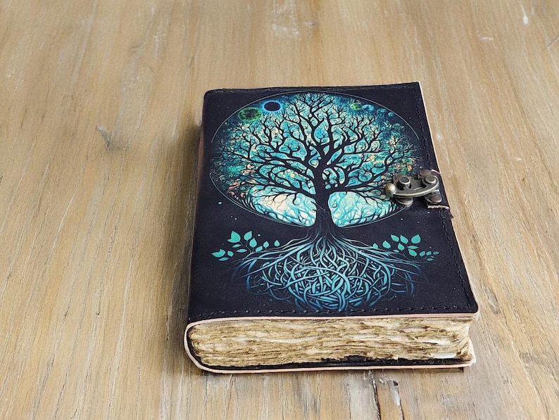 Tree of Life Leather Journal: Handmade Deckle Edge Diary, Lockable ...