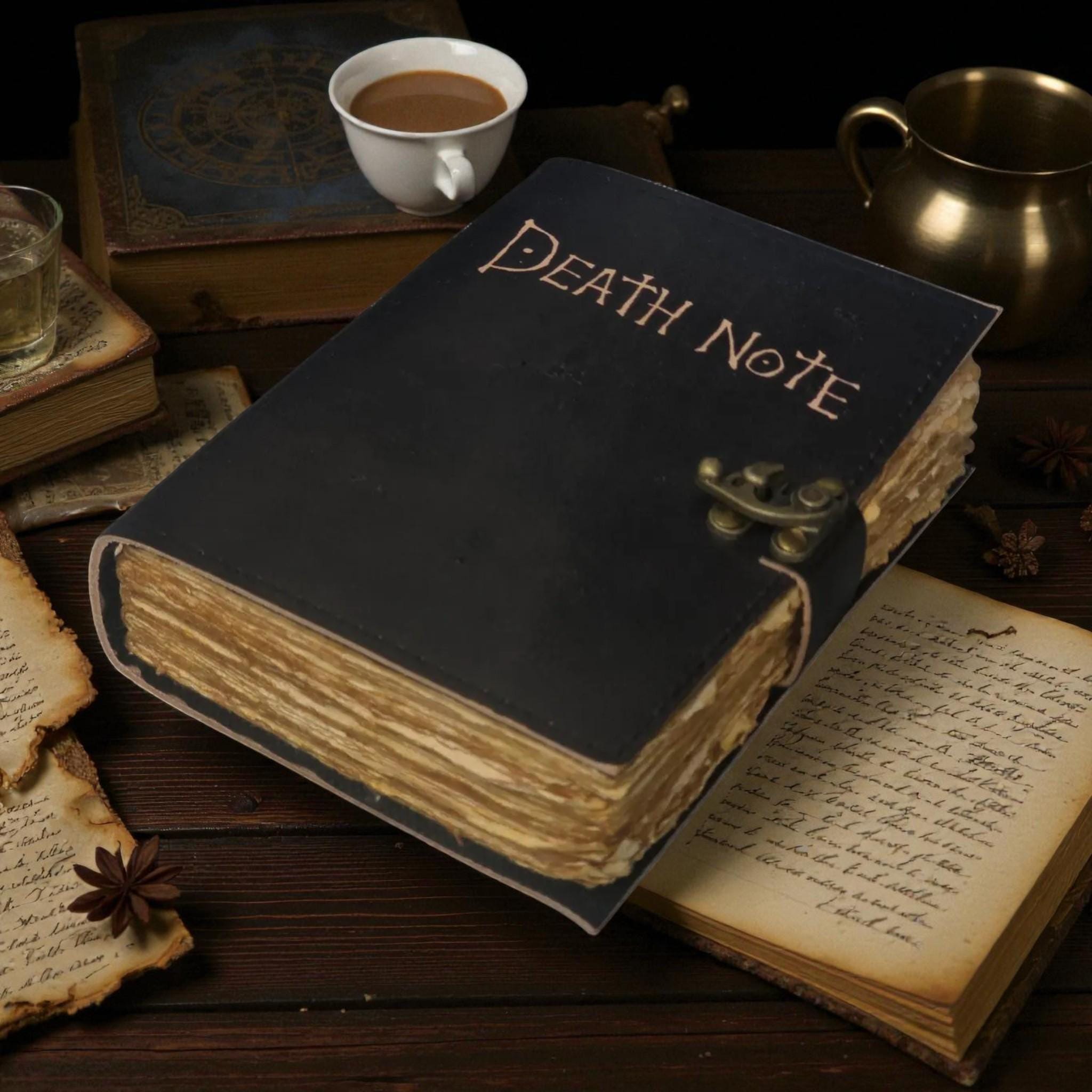 Leather Grimoire Journal, Death Note, Book of Shadows, Vintage Lock - Etsy