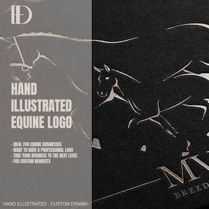 Custom equestrian logo design - horse logo design - tailored horse logo design - hand illustrated horse logo - COMPLETELY CUSTOM!