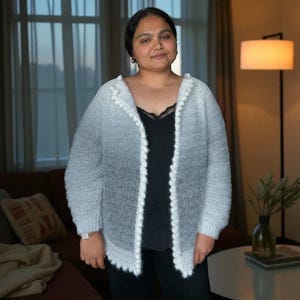 Top Down Popcorn Crochet Cardigan Pattern | Seamless Granny Stitch Sweater | XS–5XL | Easy Beginner PDF Pattern