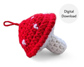 Christmas Ornament Crochet Pattern, Crochet Christmas Tree Ornament, Crochet Mushroom, Mushroom Keychain, Mini Amigurumi Pattern