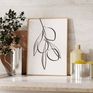 Olive tree line Art print, Minimalist Line Art, Modern One Line Drawing, Kitchen Wall Art | 0256