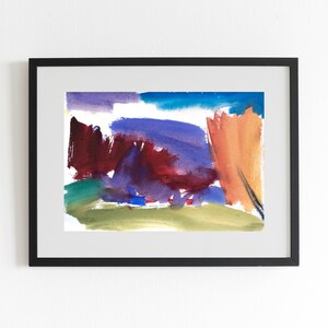 Impresión artística de paisaje abstracto, decoración de pared con acuarela, póster colorido de otoño, idea de regalo para el hogar en otoño, impresión giclée moderna enrollada