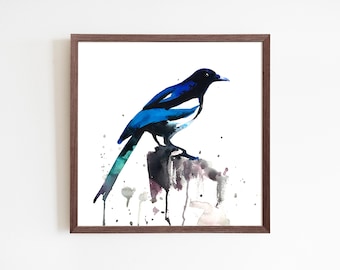 Aquarel eksterkunstdruk, vierkante vogelposter, muurdecoratie wilde dieren