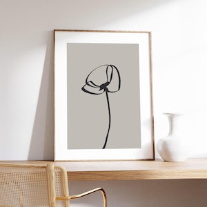 Poppy flower line art print, Giclée print, Floral ink drawing | 0255
