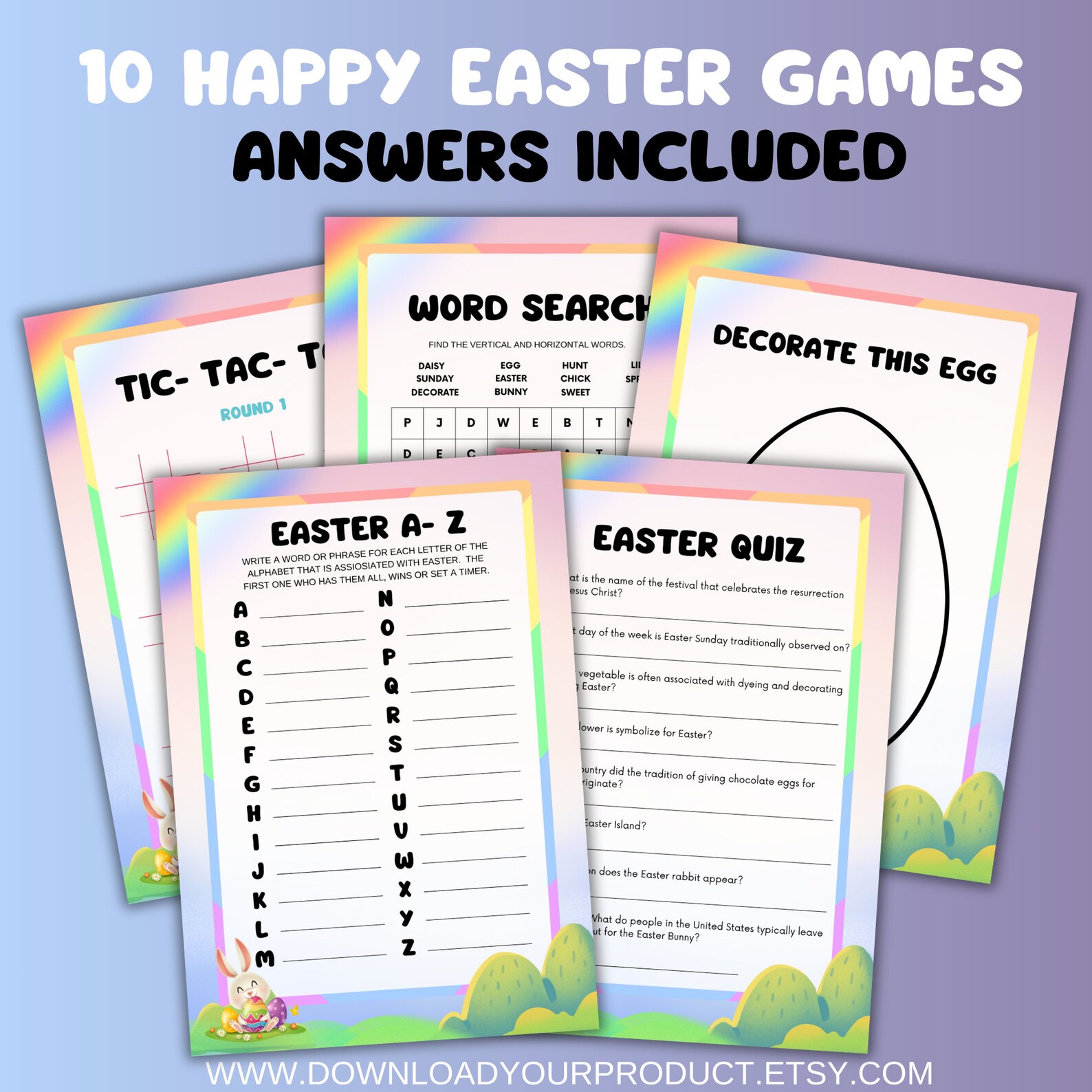 Easter Games Bundle Printable, Easter Activities, Easter Party Games ...