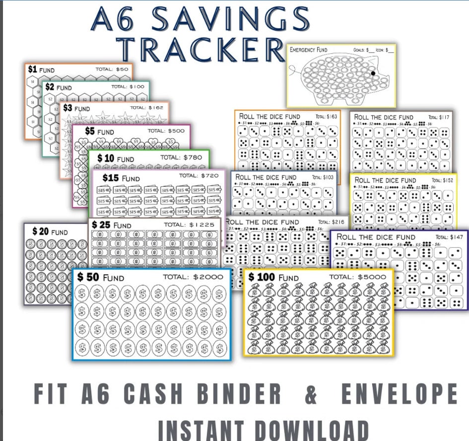 Savings Tracker Challenge, Printable Savings Challenge, A6 Cash Binder ...