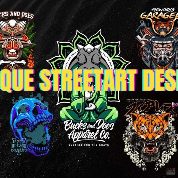 StreetArt Tshirt POD Design, Streetwear Tshirt Design Bundle,PNG,SVG,Commercial use,Ready to use for custom,instant download